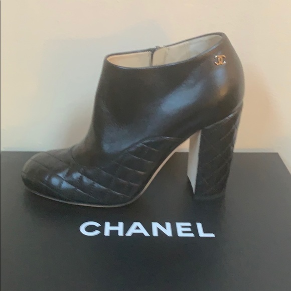 CHANEL Shoes - SOLD CHANEL NWT Chanel Black Lambskin Bootie. 38